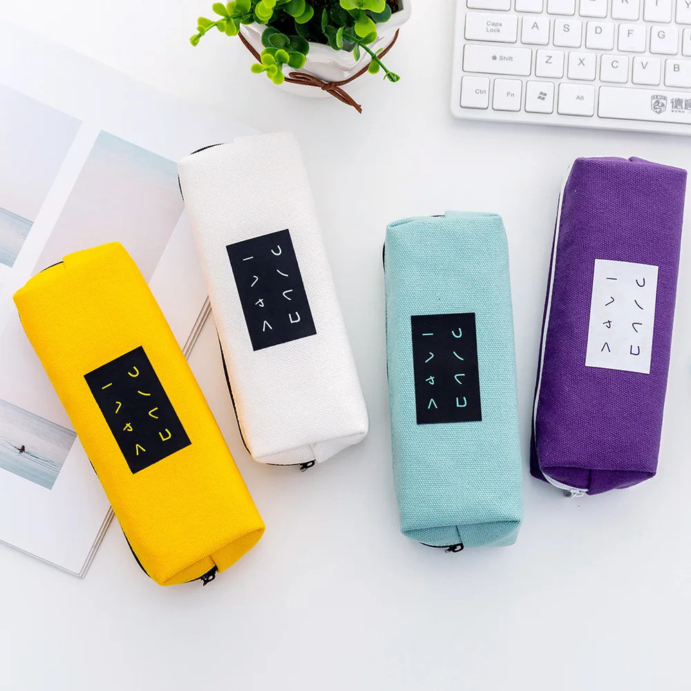 1 PC Green Age Student Simple Text Pencil Case Big Capacity Creativity Canvas | Канцтовары для офиса и дома