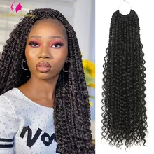 

Goddess Locs Crochet Hair River Locs Braid Hair With Curly Hair Synthetic Faux Locs Boho Wavy Bomb Twist Braiding Hair Extension