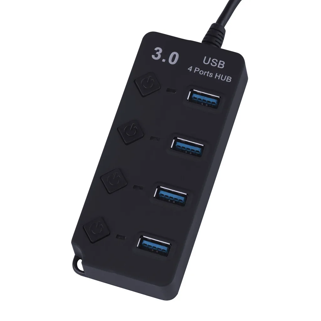 Usb-коммутатор USB3.0 2.4A Зарядка 4 порта Супер скорость 5 Гбит/с концентратор включения выключения светодиодный адаптер планшета ПК телефон USB Hubs-L909