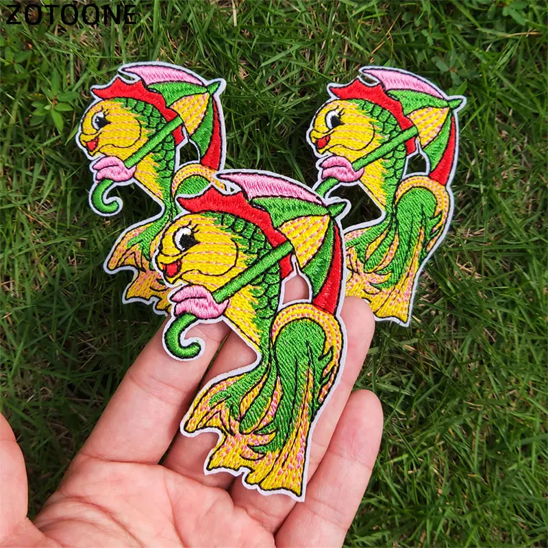 

ZOTOONE Colorful Fish Patch Cute Embroidered Iron Sew on Clothes Bag Jeans Badge Embroidery Applique Patches for Clothes Sticker