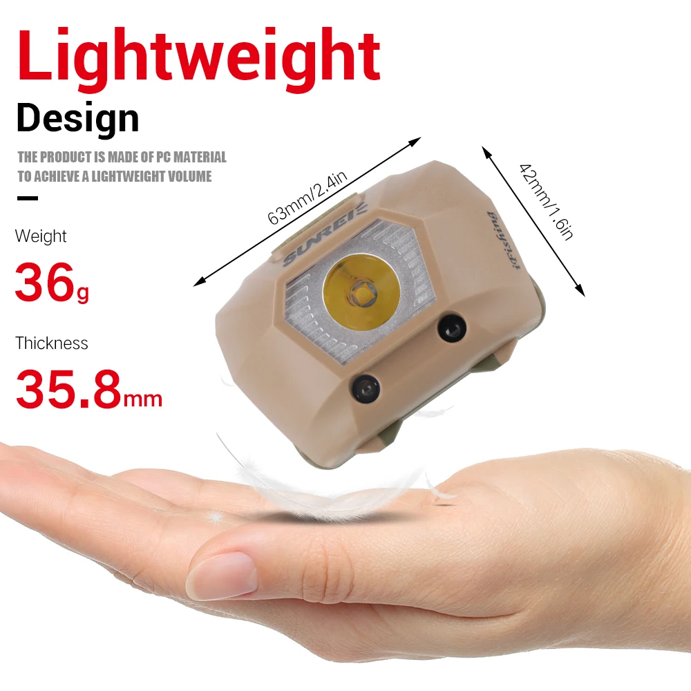 BORUiT IR sensor светодиодный фонарь-фонарик теплый свет портативный мини-фары IPX6 Водонепроницаемый Кемпинг Рыбалка Головной фонарь