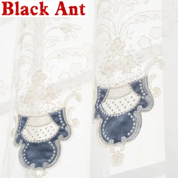 

Luxury Velour Flower Embroidered Tulle Curtains for Bedroom Living room European Delicate Sheer Voile Window Screen Panel X780F