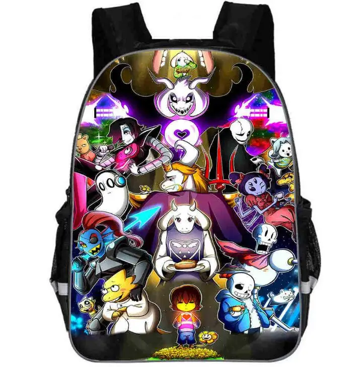 picture color 16 дюймов Аниме Undertale рюкзак для девочек мальчиков Книга Сумка для женщин mochila мужская дорожная сумка Undertale детей подростков школьные рюкзаки - Цвет: picture color