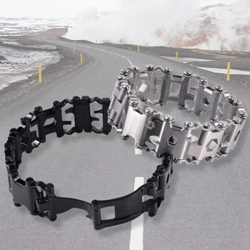 

Multifunction Tool Bracelet Tread Bracelet Stainless Steel Bolt Driver Tools Kit Friendly Wearable Bike Multitool Outdoor Tool