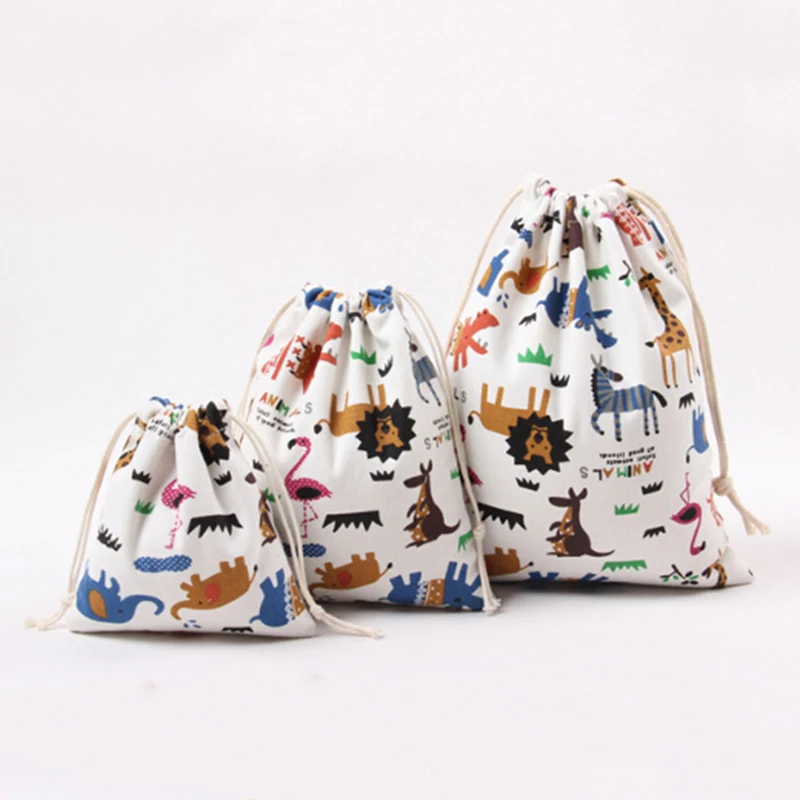 3 шт./компл. модный шнурок холщовые сумки для покупок продуктовая тележка Eco Grab многоразовые сумки с принтом в зоопарке чехол