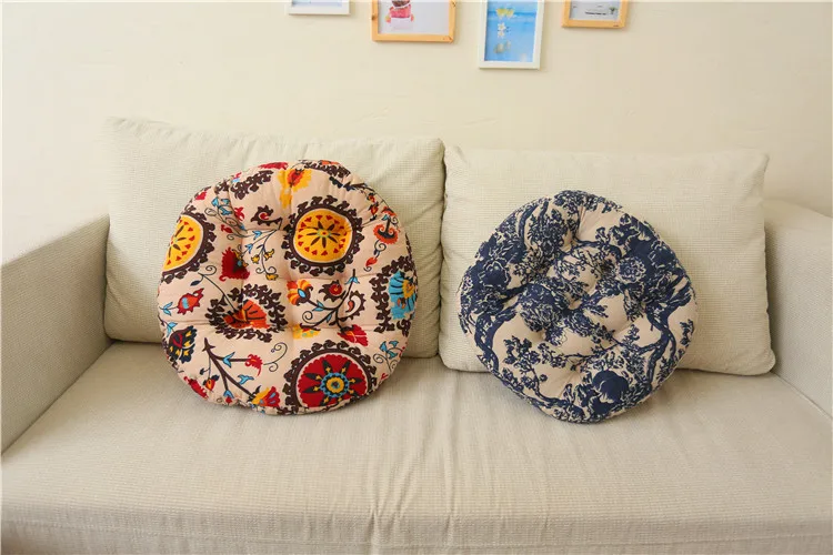 Round Cushion Office Chair Pad Sofa Thick Cotton Linen Cushions Tatami Circular Decoration Seat Pads Home Garden Floor Cushion