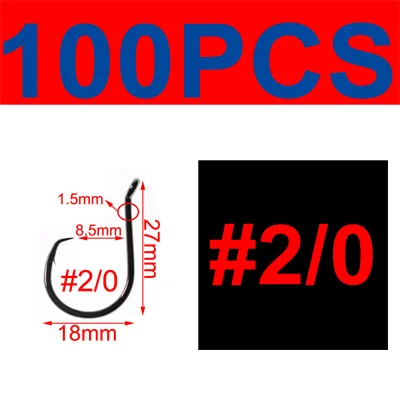 100pcs size 210 100 шт. пресноводные морские рыболовные крючки черные никелевые колючие круглые Крючки из высокоуглеродистой стали крючок для ловли сома тунца 10 размеров - Цвет: 100pcs size 210