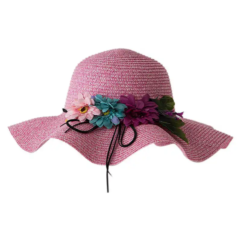 Летняя Детская Цветочная дышащая шляпа Соломенные Детские шляпы от солнца шляпы для мальчиков и девочек