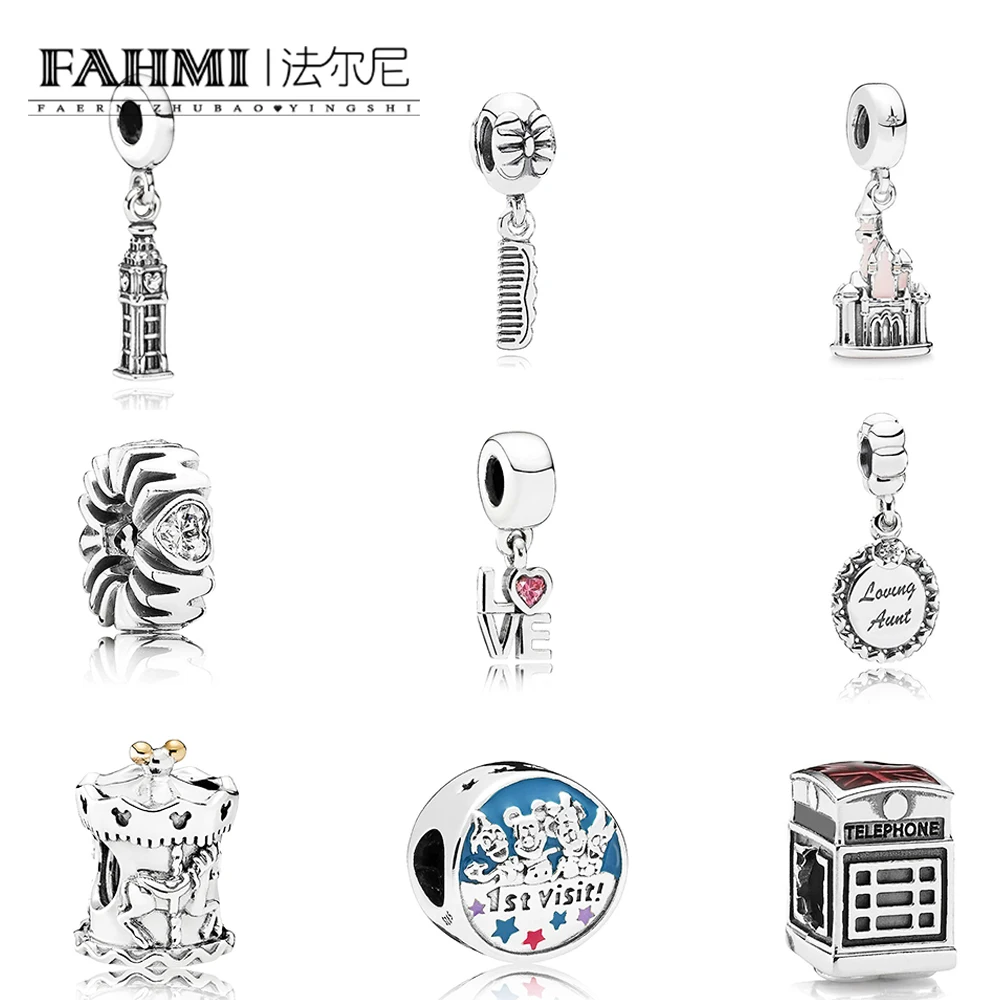 

2019 100% 925 Sterling Silver Limited 1:1 Carousel Friends Telephone Booth Bead Castle Comb Dangle Charm Mothers Pride Spacer