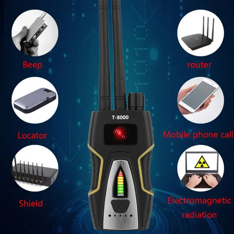 T8000 Anti-Spy Wireless RF Signal Detector GSM Camera Finder Monitor GPS Scanner M5TB