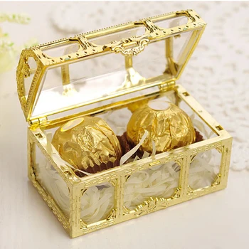 

12pcs Gold Silver Treasure Chest Candy Box Gift Storage Wedding Packing Boxes New Year halloween decoration christmas noel