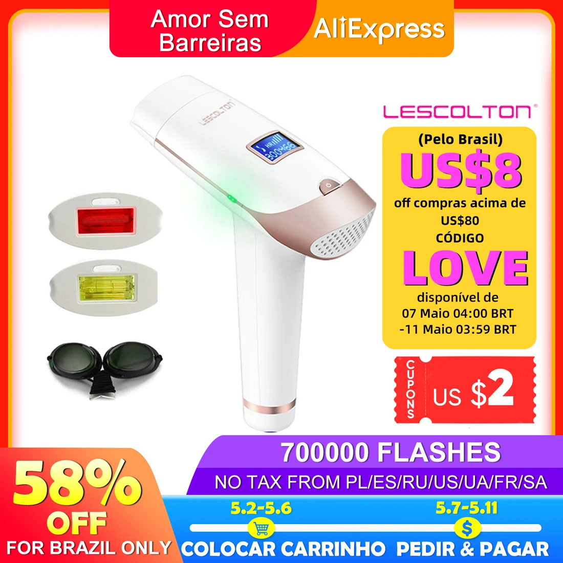 Lescolton 2in1 IPL depiladora cabello pantalla LCD máquina T009i láser permanente Bikini Trimmer eléctrico depilador un láser