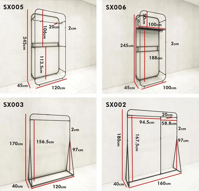 

Display rack floor type clothes hanger double layer combination display rack