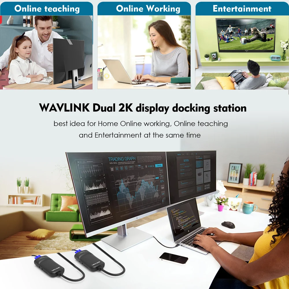 Wavlink USB 3.0 To HDMI Multi Monitor Video Graphic Adapter HD 1080p Output External Video Card Adapter DP Display Windows Mac