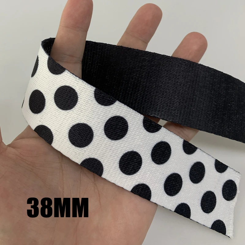 3 야드 38MM 1.5 인치 흑백 자카드 웨빙 가방 벨트 리본 DIY 홈 섬유 의류 벨트 장식 봉제 액세서리