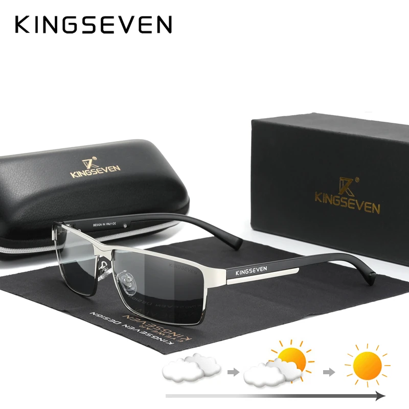 KINGSEVEN Fashion Photochromic Sunglasses Men Women Chameleon Polarized Pilot Sun Glasses Anti glare Driving Eyeglasses UV400|Men's Sunglasses| - AliExpress