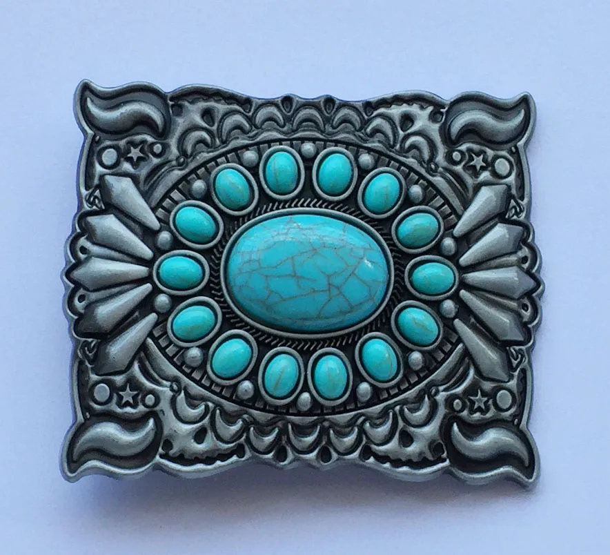 

Western Turquoise Stone Cowgirl Cowboy Belt Buckle SW-BY885 suitable for 4cm wideth belt with continous stock