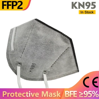 

5 Layers ffp2 ce MASK Adult Black Gray KN95 Fabric Mask Mascarillas Protective Mouth Face Mask KN95 Filter Respirator Masque