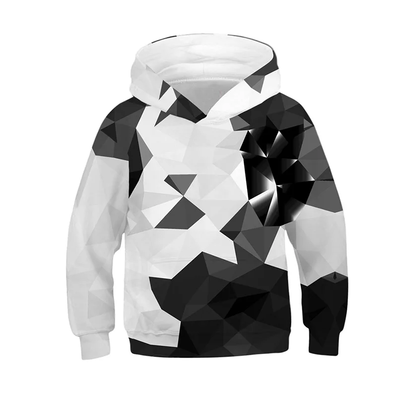  New Spring Autumn Colorful Diamond 3D Print Hooded Sweatshirt Boy For 10 12 Yeras Hoodies Girls Tee