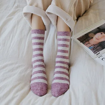 

Winter socks warm women's socks retro ideas plain striped wool socks