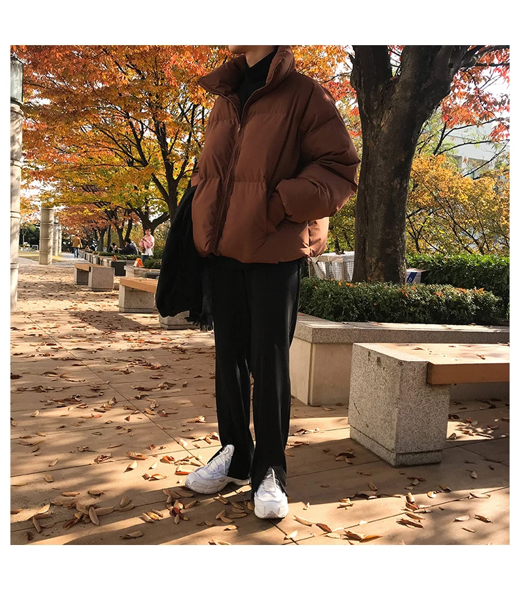 Осень-зима новая Корейская версия пары европейский и американский стиль сплошной цвет Плотная хлопковая одежда