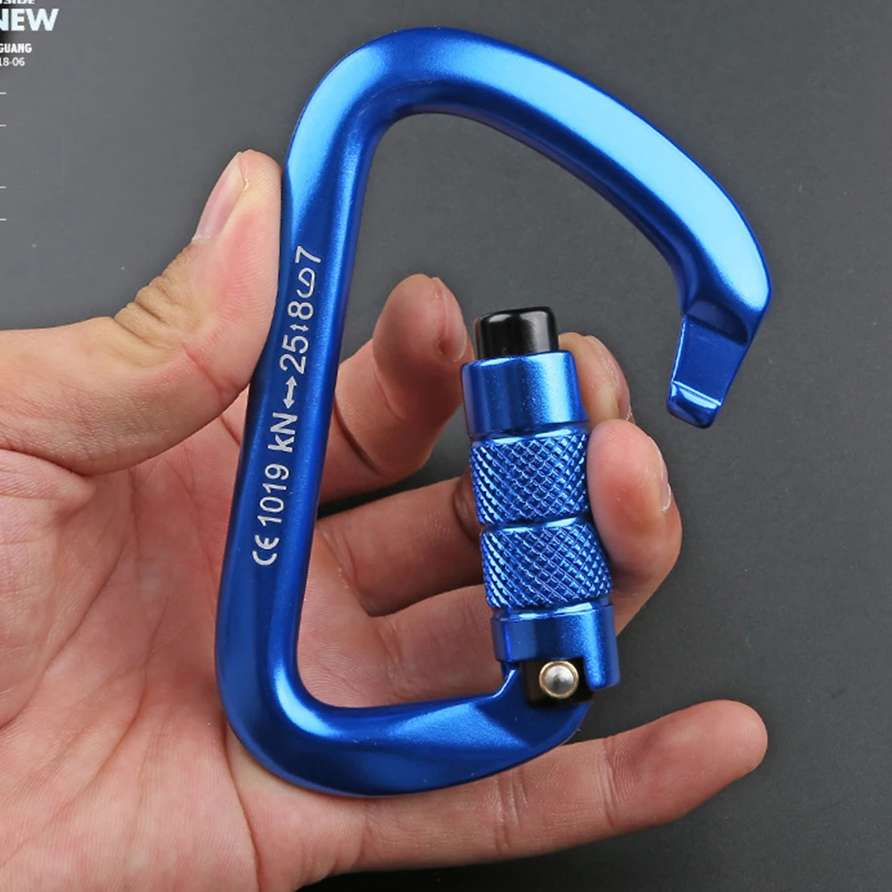 

Portable Durable Rescue D Shape Caving Hook Survival Professional Auto Locking Aluminum Easy Apply Carabiner Climbing Hiking