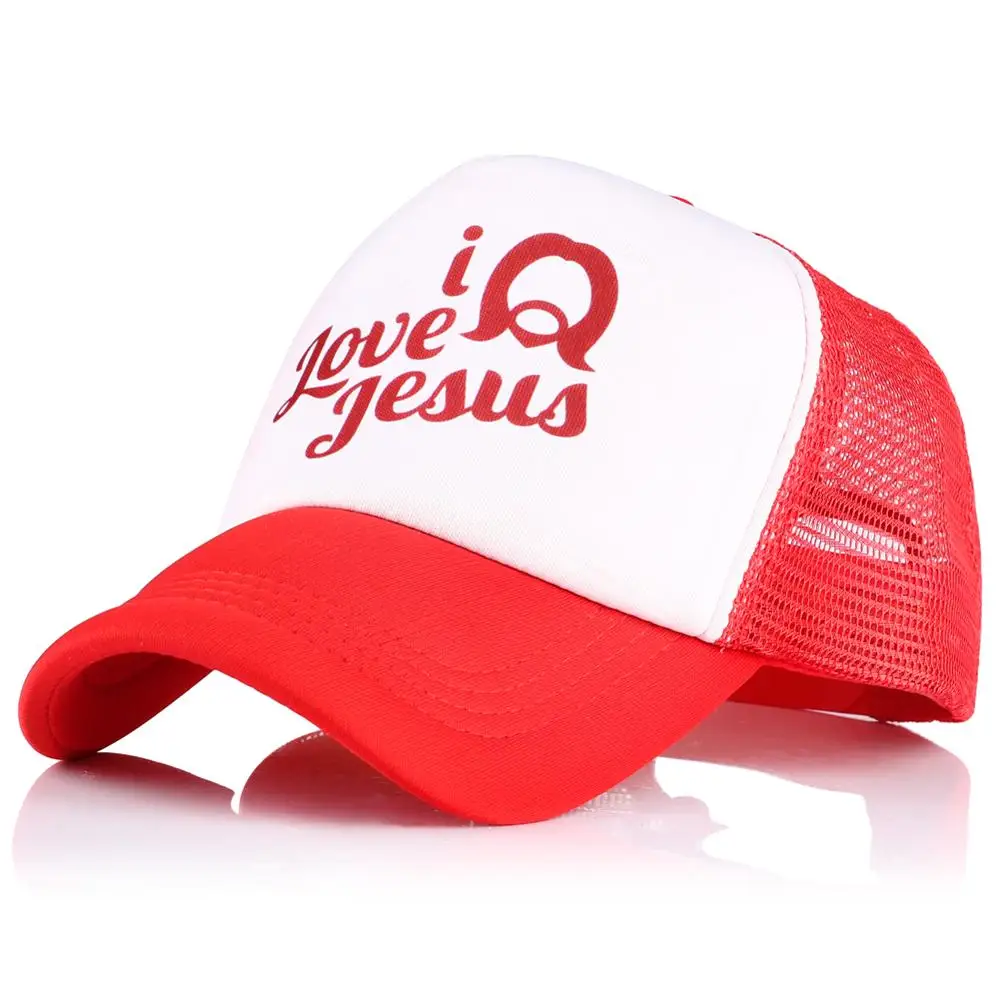 Бейсболка с надписью I LOVE JESUS Christ для мужчин и женщин черный козырек сетка Snapback