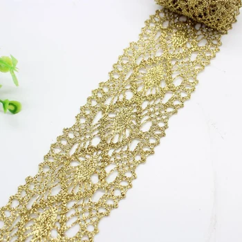 

1M High Quality Gold Lace Fabric Wide 5cm Ribbon Trim Sewing Lace Dress Guipure Curtain Applique Laces Decoration dentelle VG22