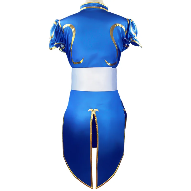 Game Street Fighter Chun-Li Cosplay Costume Chun Li Wig and Bracelet Accessories Woman and Girl Battle Dress Halloween Costume0 (4)
