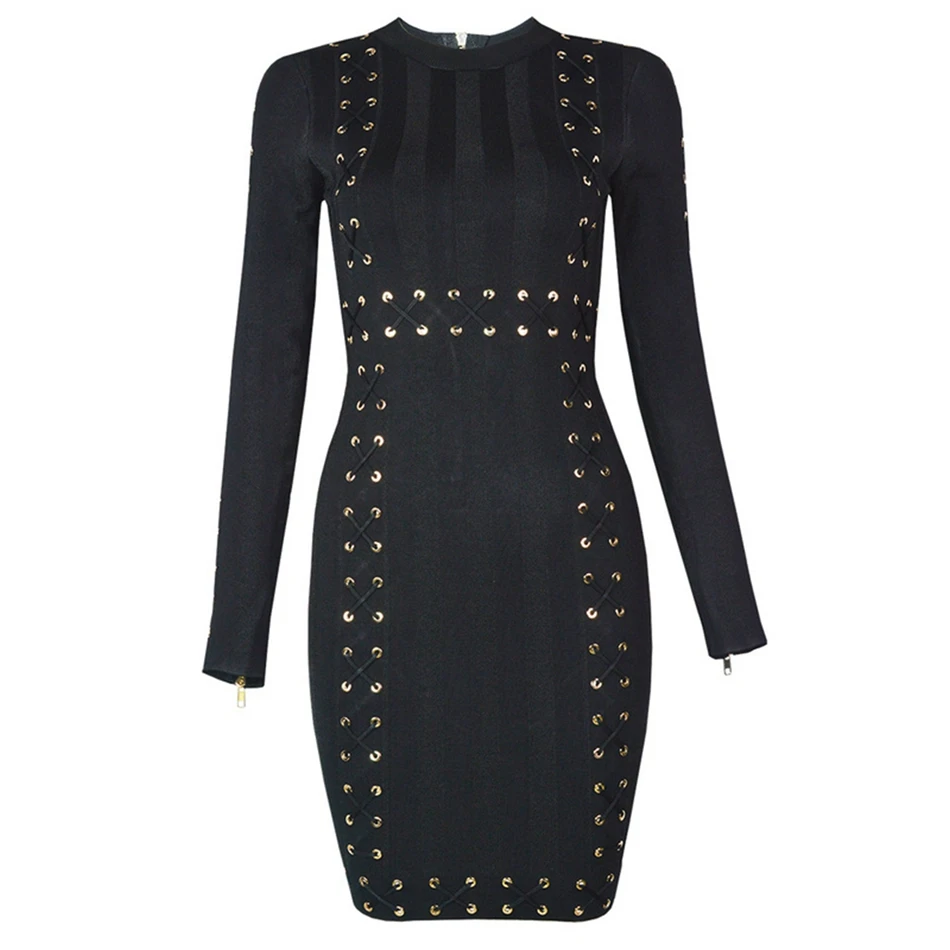 lace up your sleeve black lace long sleeve bodycon dress