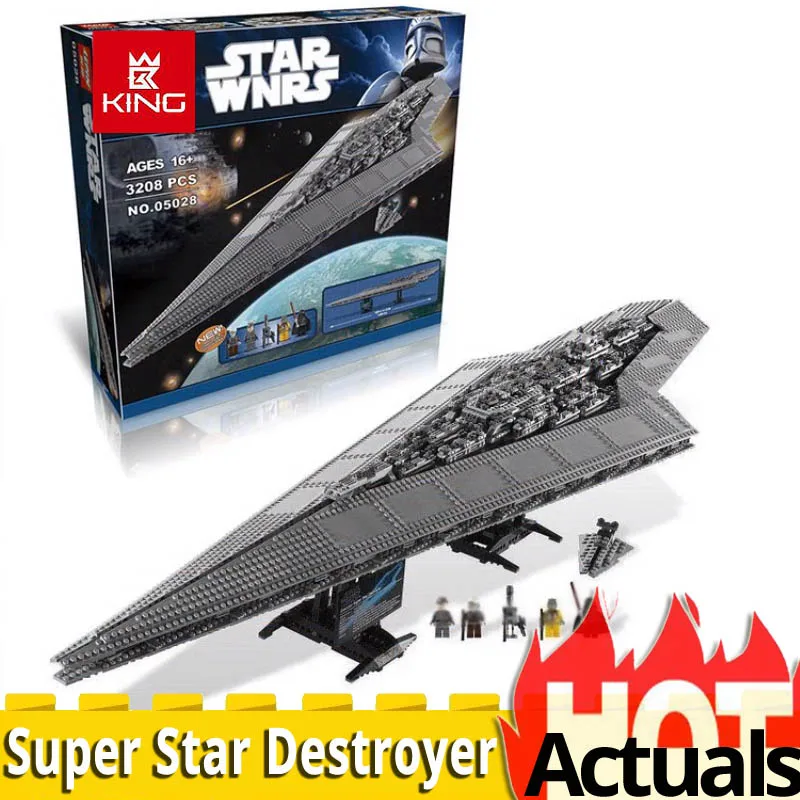 

KING 05028 UCS LEGOinglys 10221 Super Star Destroyer Starship model Wars building construction toys Blocks Brick birthday gift