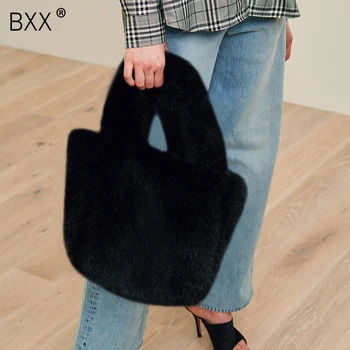 

[BXX] Women's Single Shoulder Bag All-match Brand Designer Bag 2020 Autumn Winter Female Velvet Package handbag HG503
