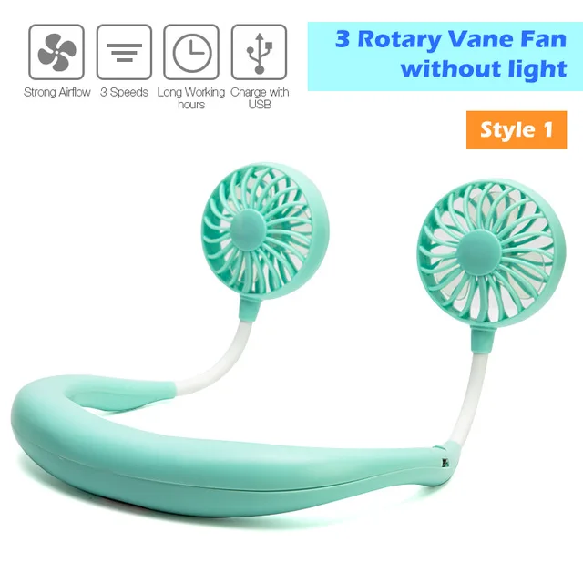 thumbnail image 2 of Necklace Fan Mini Wearable Fans Neckband Fan USB Rechargeable Quiet 3 Speed Hand Free Fan For 2 of 13