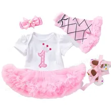 

Toddler Girl Summer Short Sleeve Tutu Party Wedding Birthday Dresses 1 Year Children Clothing Baptism Dresses