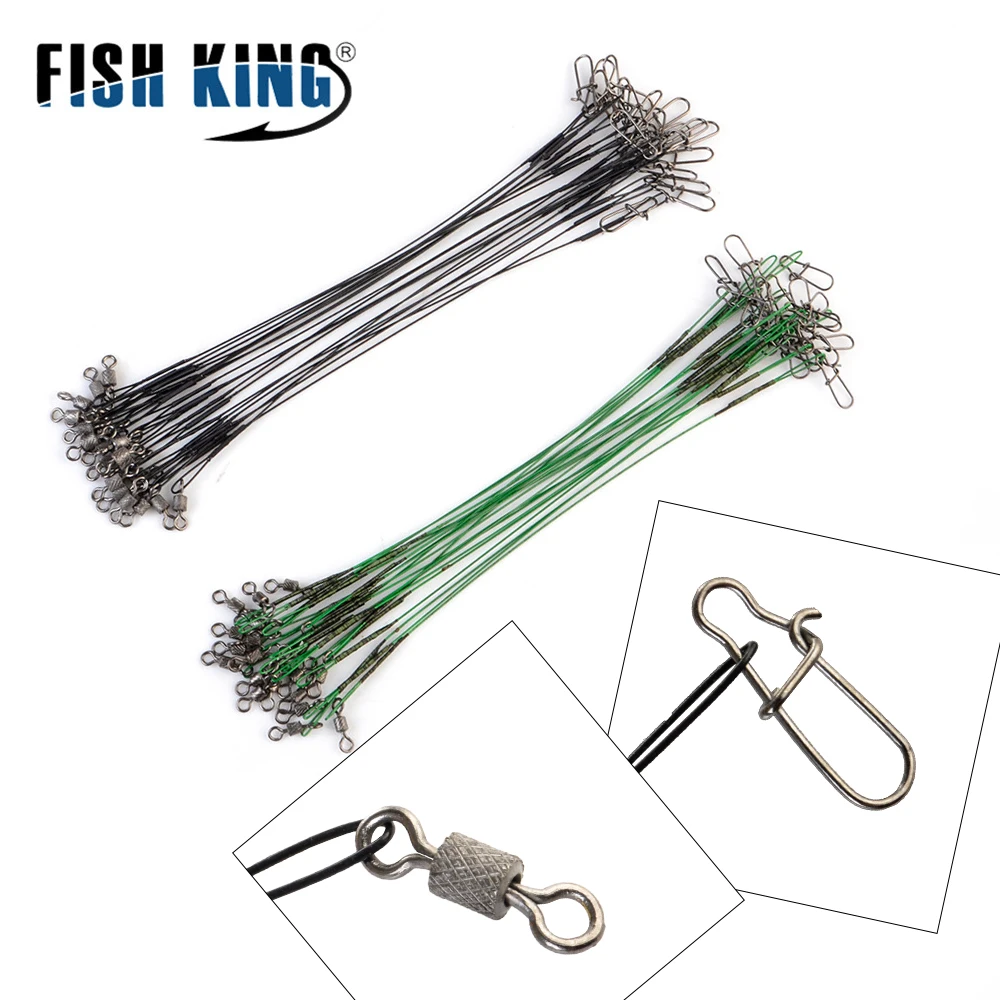

20pcs 16/20/25cm Stainless Steel Wire Leader Fishing Leash With Swivel 50LB Anti-bite Line Leadcore For Lure Accessories Pike