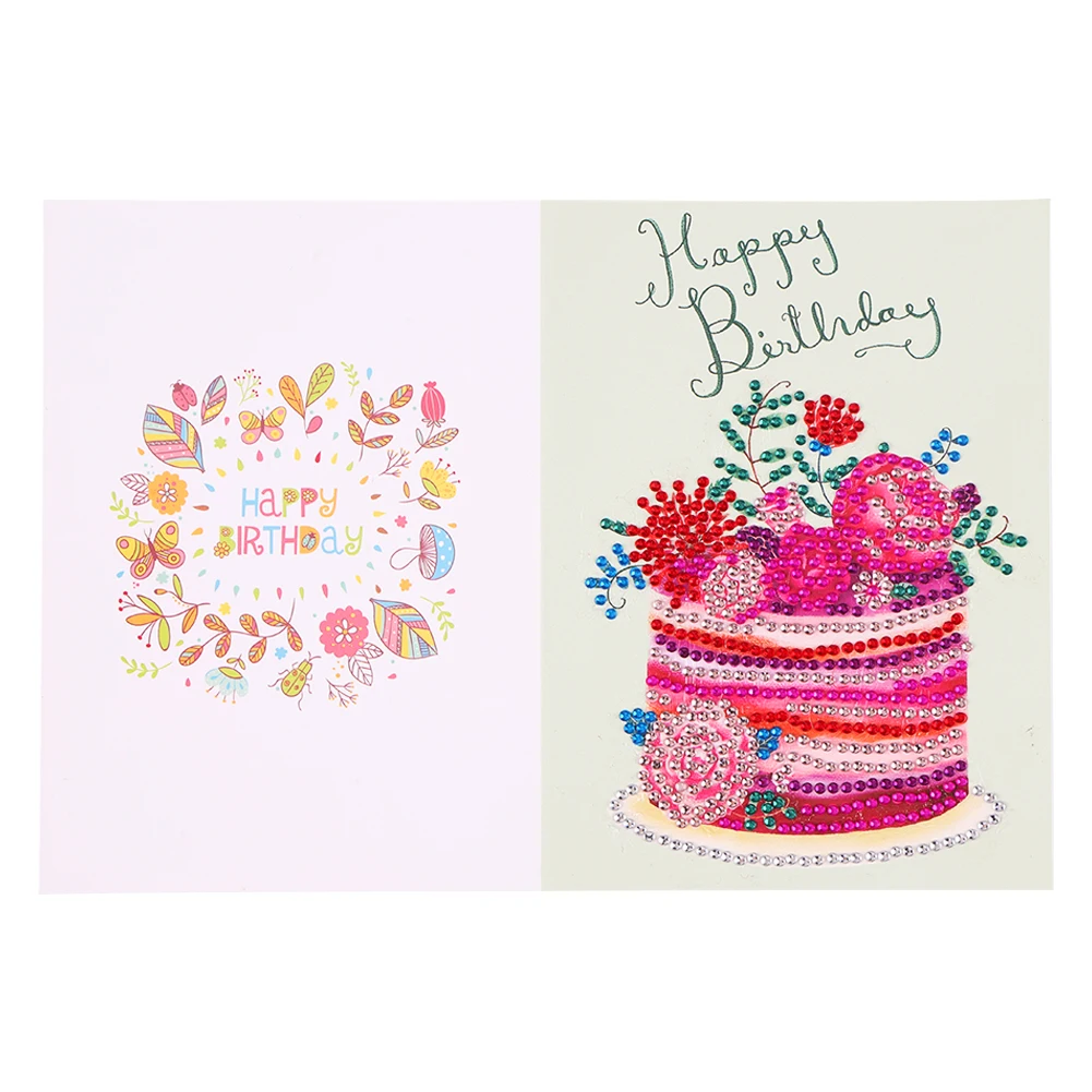 5D Diamond Painting Happy Birthday Greeting Card Christmas Decoration Diamond Painting DIY Wish Postcards Set 2022 Natal Gifts