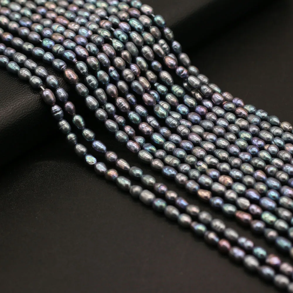 

Natural Freshwater Pearl Black Rice Beads Loose Spacer Beaded For Jewelry Making DIY Charm Bracelet Necklace Earring Accessories