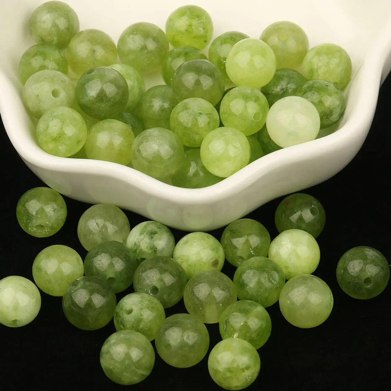 Naturstein Grüner Peridot Runde Lose DIY Perlen für Schmuckherstellung Weihnachtsgeschenk Armband Ohrringe Halskette 15'' 6 8 10mm