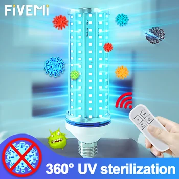 

60W UV Germicidal Lamp Sterilizer UVC Disinfection Light Remote Control Timer 99% Antibacterial Rate Ultraviolet Safety Light