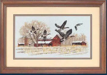 

Higher quality cotton threads Top Quality Beautiful Lovely Counted Cross Stitch Kit Winter Geese Goose Bird Birds dim 13732