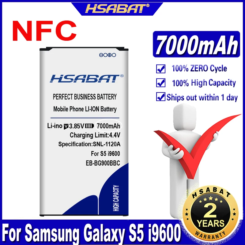 Аккумулятор HSABAT 7000 мАч для Samsung galaxy S5 i9600 NFC i9602 i9605 G900F G900T G9008 G9009D G9009W G9006W G900P |