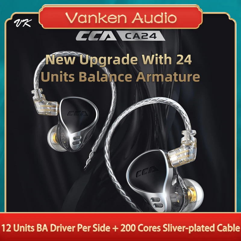 PROD 1005003333083771 CCA CA24 12 Balanced Armature In-ear HiFi
Headphone Earphone With Replaceable Sliver-plated Cable With Mic Noce
Cancelling