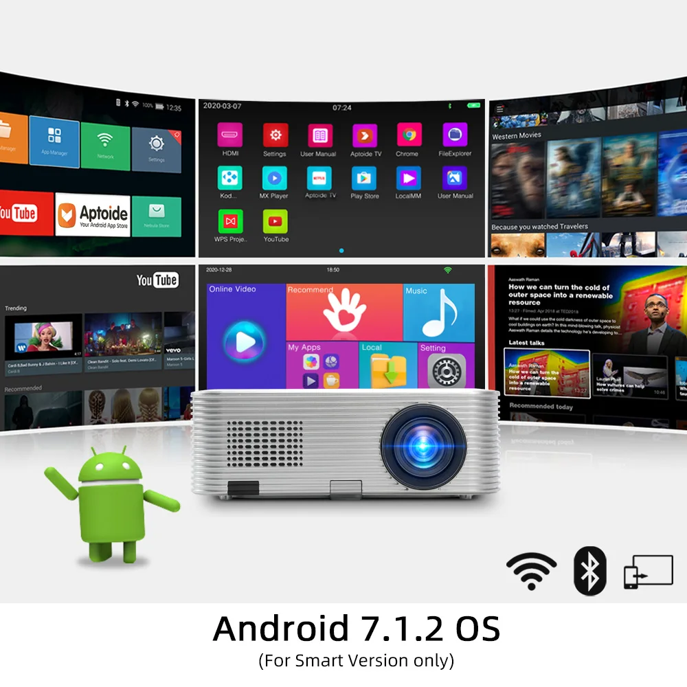 BYINTEK K15 Full HD1080P 3D 4K Android Smart WIFI LED LCD Video Projector Beamer for Smartphone