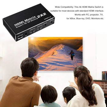 

Home Office High Speed Splitter HDCP1.4 3D 2x2 Matrix HDMI Switcher Plug And Play Video Aluminum Alloy Portable 4k 60hz 1080p