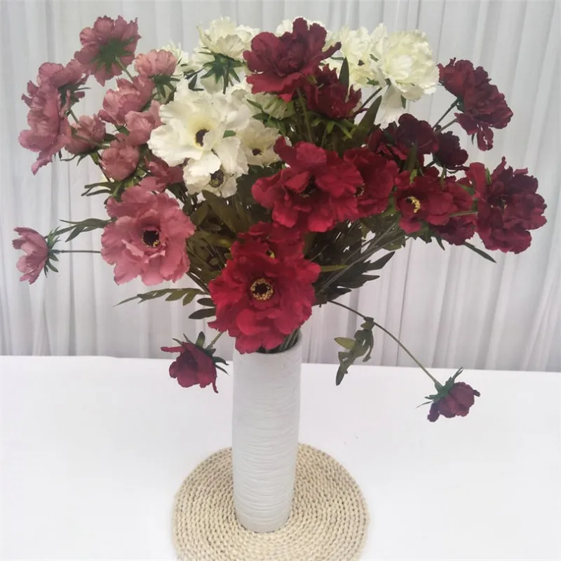 10Pcs Fake Short Stem Hibiscus 26.77" Length Simulation Hibiscuses Flowers for Wedding Home Decorative Artificial Flo