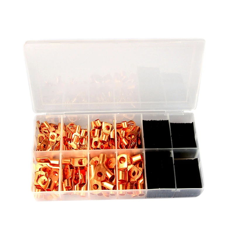 260 PCS Ring Lug Terminal Mixed Shrink Tubing Sets,120PCS Terminals+ 140PCS Heat Shrink Tubing Cover with Box