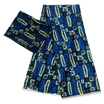 

4+2 yards/PCS Silk Wax Materials Blue Nigerian Silk Chiffon Fabric African Fabric Ankara High Quality Wax Prints Fabric For Sale