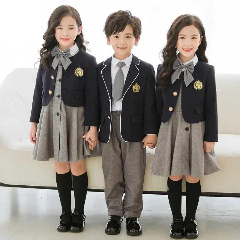 British Style Boys/Girl School Uniform Outfit Costume Coat Shirt Tie Pants/Skirt