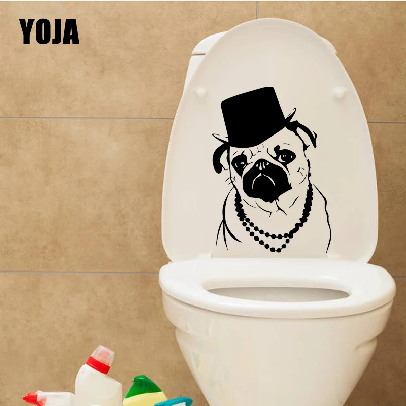 YOJA 16.5X23.1CM Смешные мопса цилиндр Гостиная домашний Декор стены Стикеры сиденье