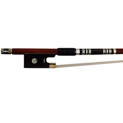 Floraparts 4/4 Size Violin Bow Medium Pernambuco Round Stick Ebony Mounted Eye Frog Nickel Silver Parts Abalone Slide FP966A